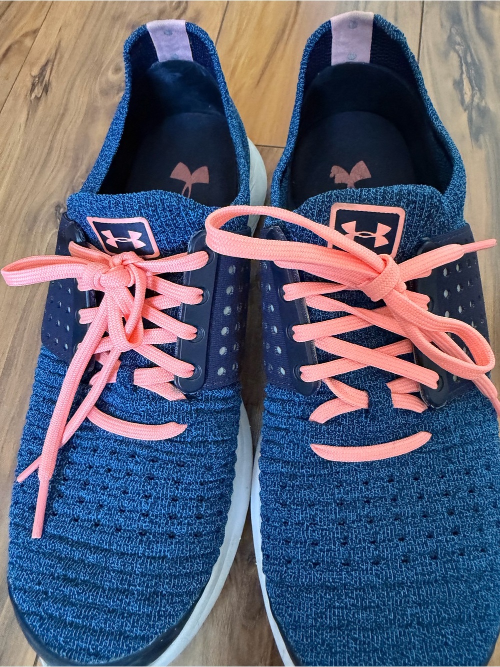 Under Armour Blue And Pink Knit Sneakers with Coral Laces - Picture 4 of 7